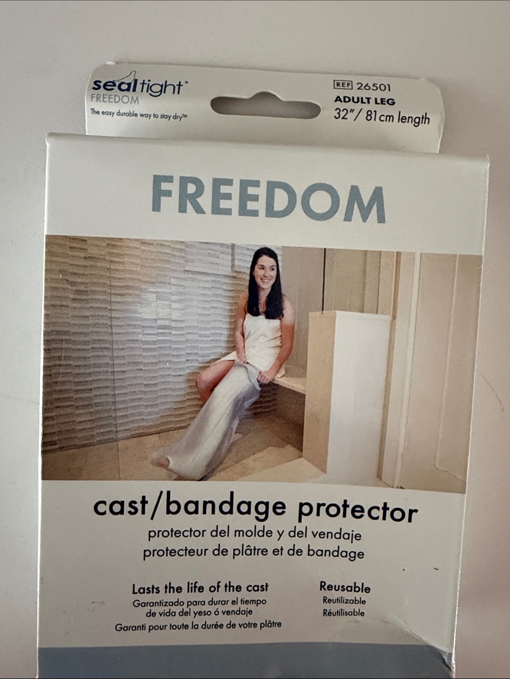 Seal Tight Freedom Cast/Bandage Protector for bath/shower - White. 32”/81cm long